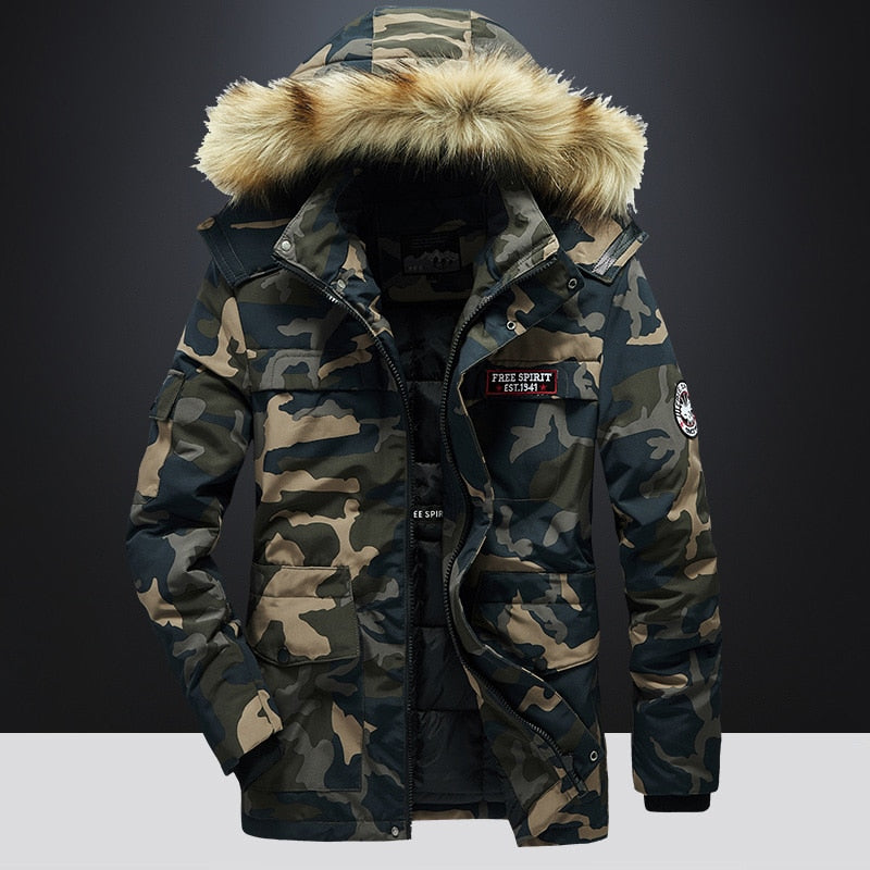 Men's Winter Military Camouflage Parkas Jacket