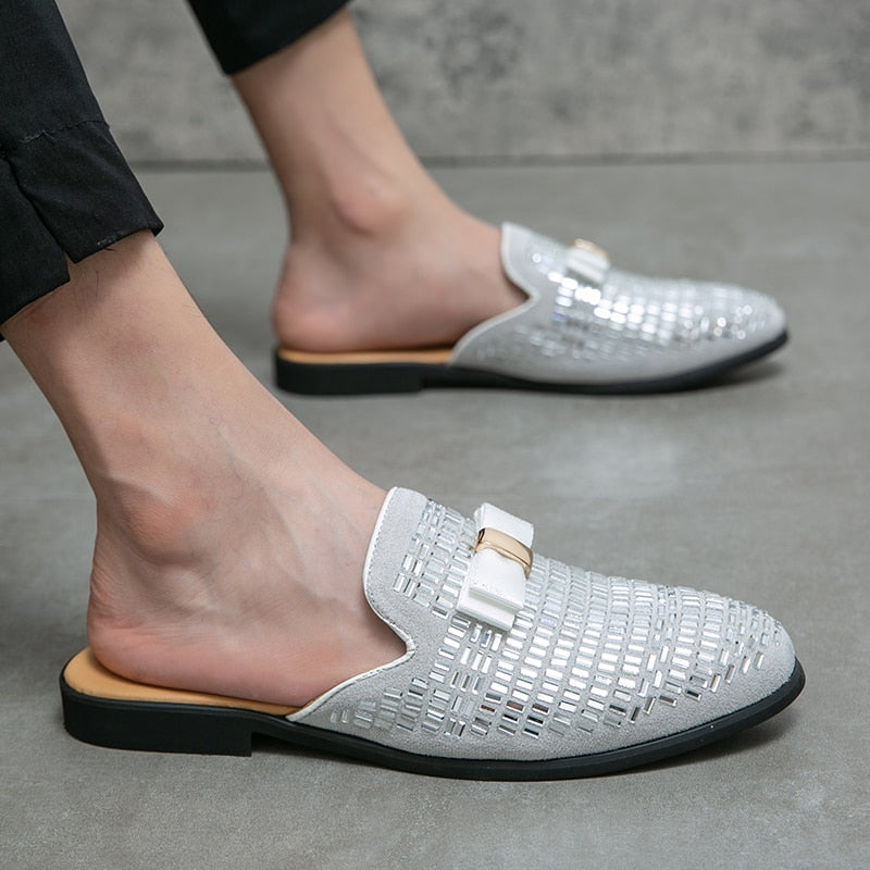 Mocasines sin espalda con detalles brillantes para hombre