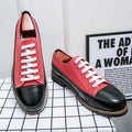 Men's Genuine Leather Lace Up Low Platform Oxfords