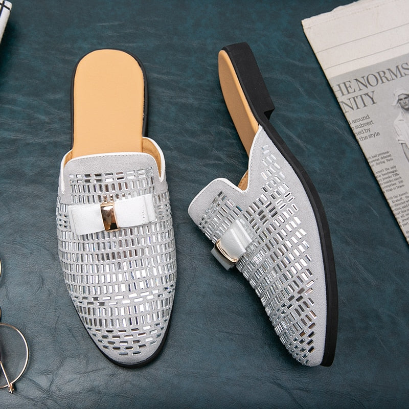 Mocasines sin espalda con detalles brillantes para hombre