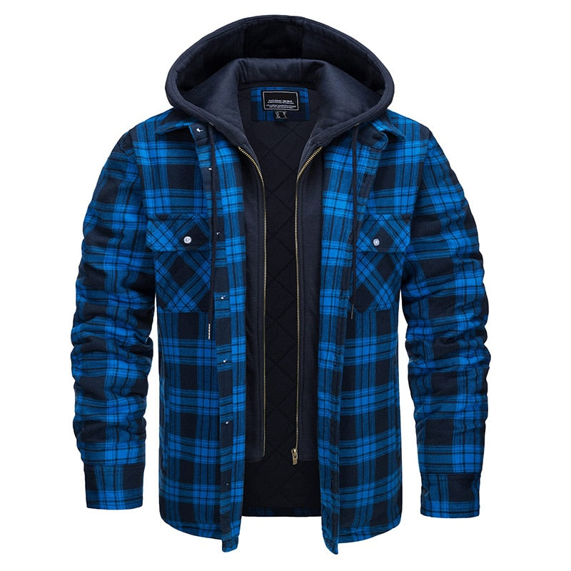 VAC Men's Thick Flannel Plaid Casual Jacket