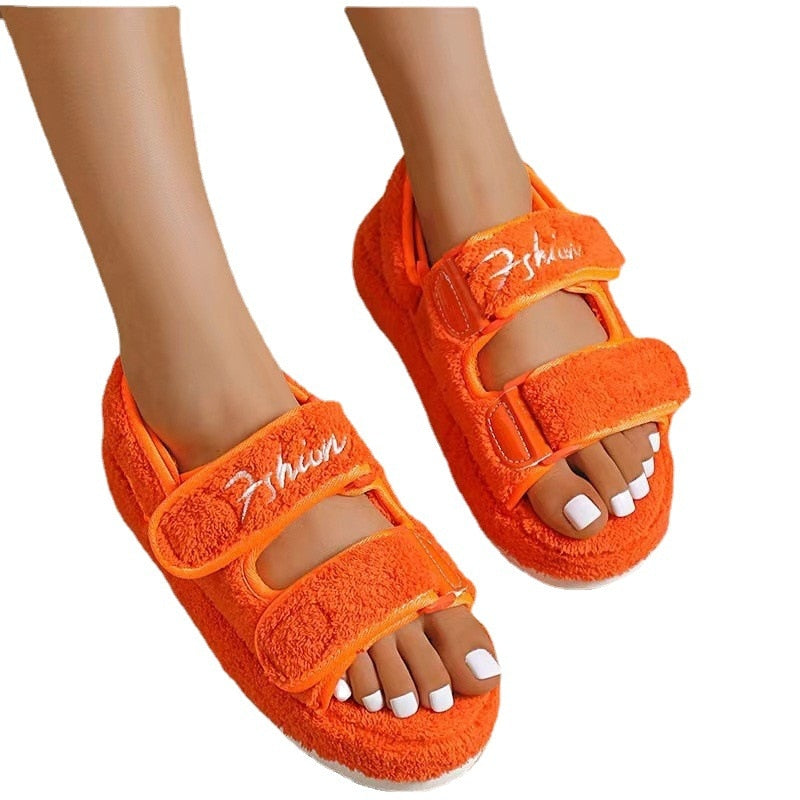 Women's Platform Plush Furry Sandals