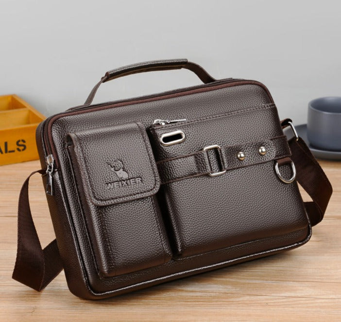 WEIXIER Men's Shoulder/Hand PU Leather Briefcase Bag