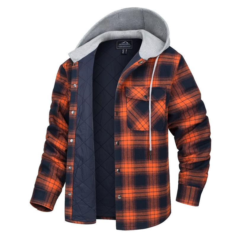 VAC Men's Cotton Flannel Hooded Shirt Jacket