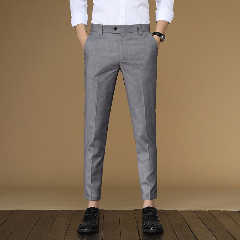 Pantalones formales rectos planos para hombre