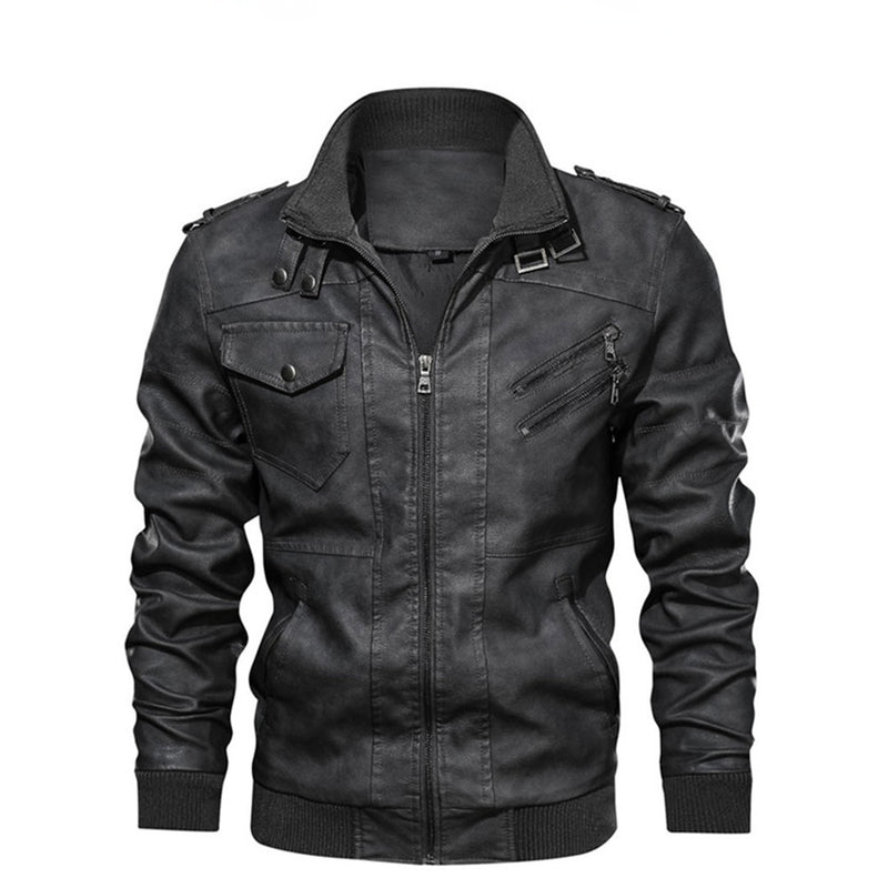 KB Men's Faux Leather Autumn Casual Jacket