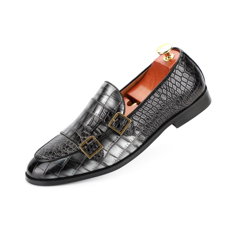 PHEN Men's PU Leather Buckle Detail Wedding Loafers