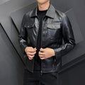 COUR Men's Fall/Winter Collar Faux Leather Jacket