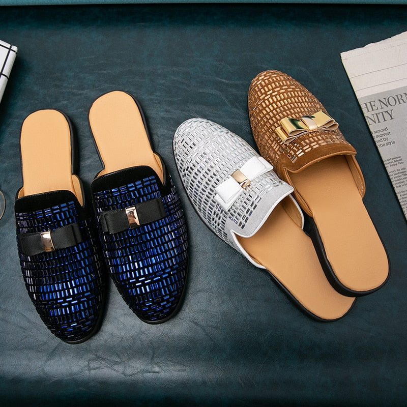 Mocasines sin espalda con detalles brillantes para hombre