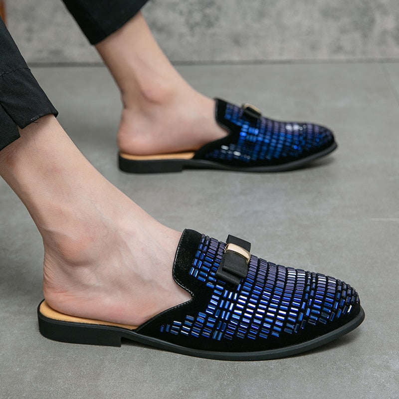 Mocasines sin espalda con detalles brillantes para hombre