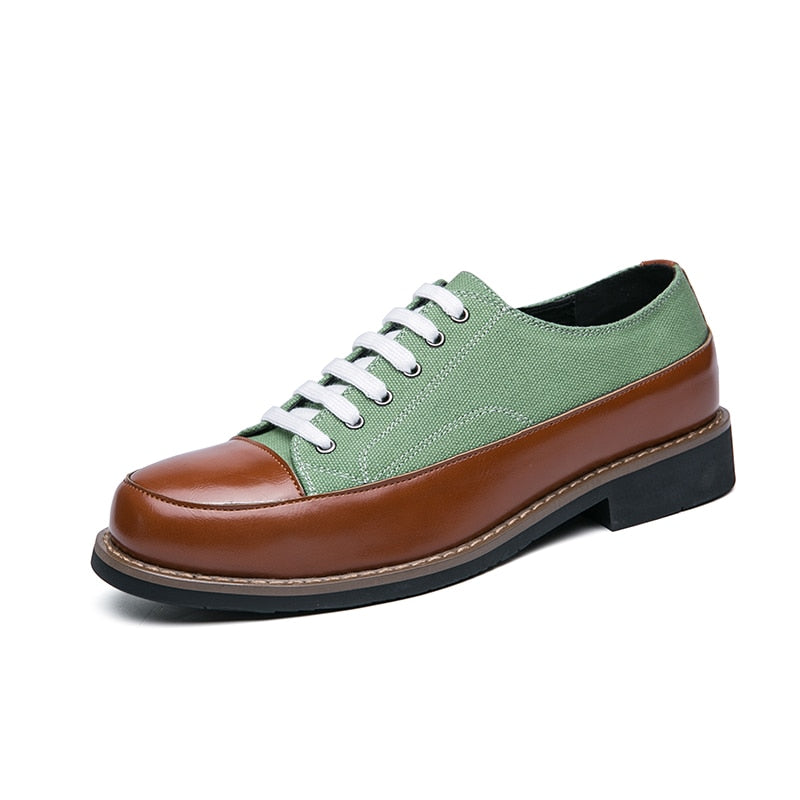 Men's Genuine Leather Lace Up Low Platform Oxfords