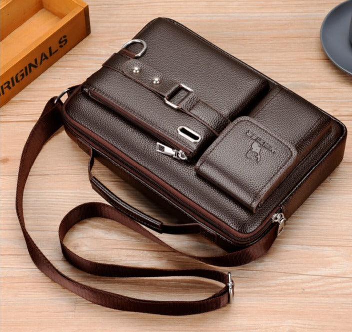 WEIXIER Men's Shoulder/Hand PU Leather Briefcase Bag