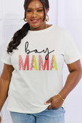 Camiseta de algodón con estampado BOY MAMA de tamaño completo de Simply Love