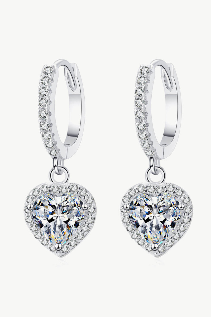 Boucles d'oreilles pendantes en forme de cœur Moissanite