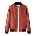 BROWON Unisex Stand Collar PU Leather Jacket - AM APPAREL