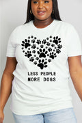 Simply Love Pleine Taille MOINS DE GENS PLUS DE CHIENS T-shirt en coton graphique coeur