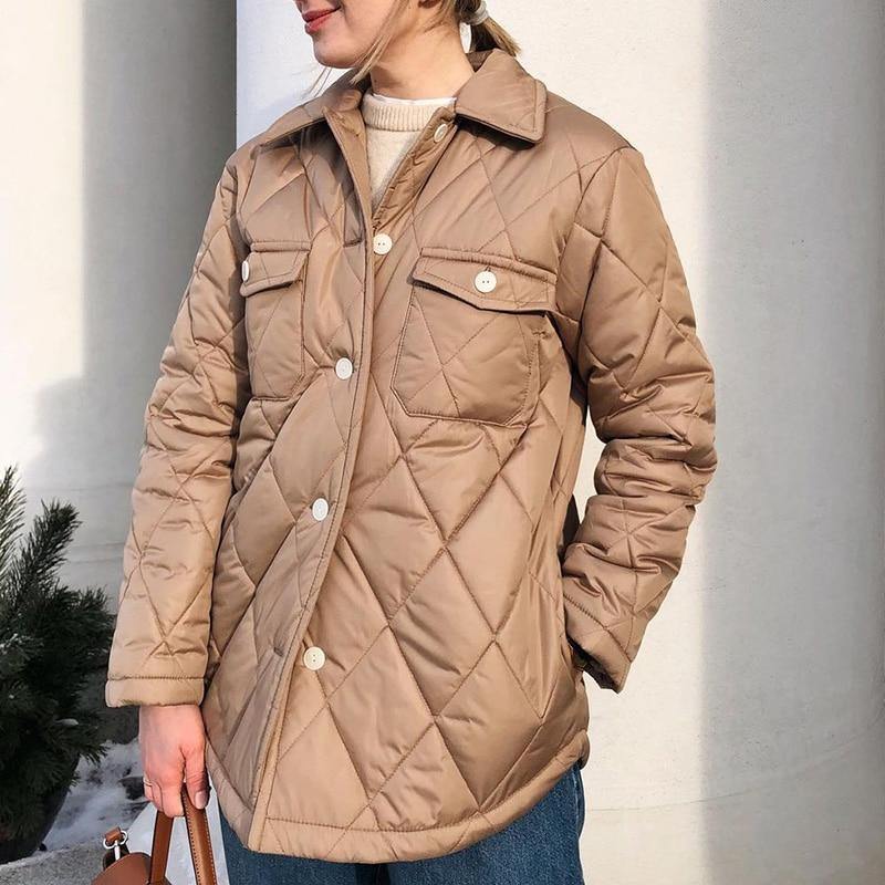 C19 Women's Button Down Winter Coat - AM APPAREL