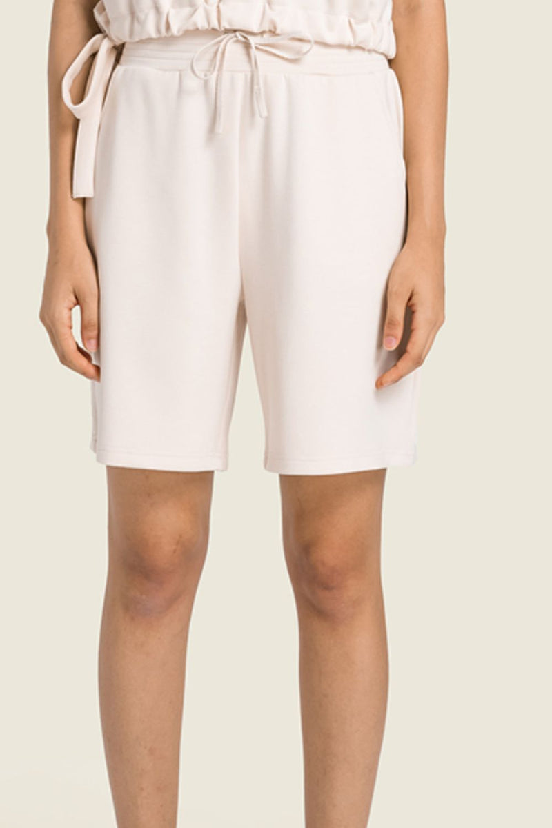 Drawstring Elastic Waist Sports Bermuda Shorts