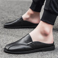 CASC Men's Split Faux Leather Backless Loafers - AM APPAREL