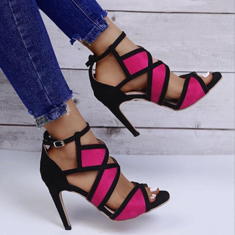 Chill Night Cross Strap High Heel Sandals - AM APPAREL