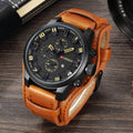 CURREN Luxury Men's Leather Strap Watch - AM APPAREL