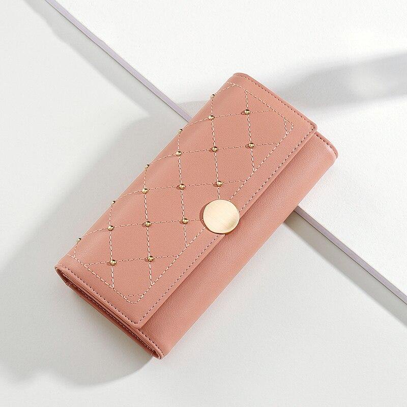 Designer Rivet Button Trifold Wallet Clutch - AM APPAREL