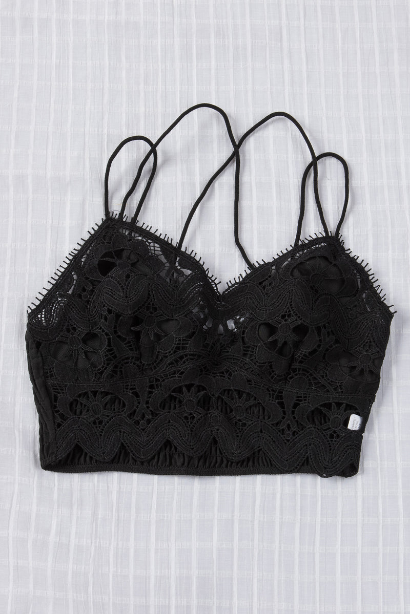 Bralette en dentelle smockée à bordure cils