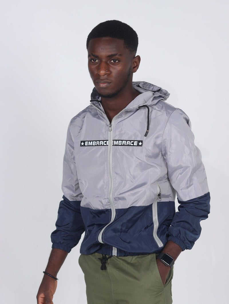 EMBRACE Men's Hooded Patchwork Windbreaker Jacket - AM APPAREL