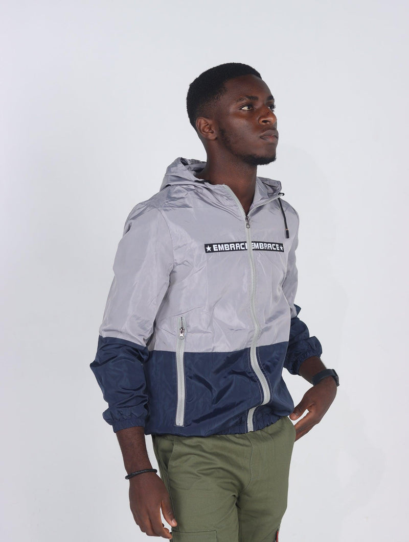 EMBRACE Men's Hooded Patchwork Windbreaker Jacket - AM APPAREL