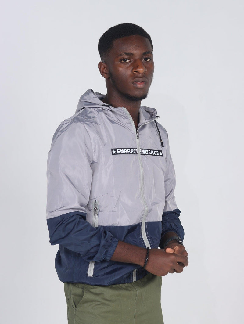 EMBRACE Men's Hooded Patchwork Windbreaker Jacket - AM APPAREL