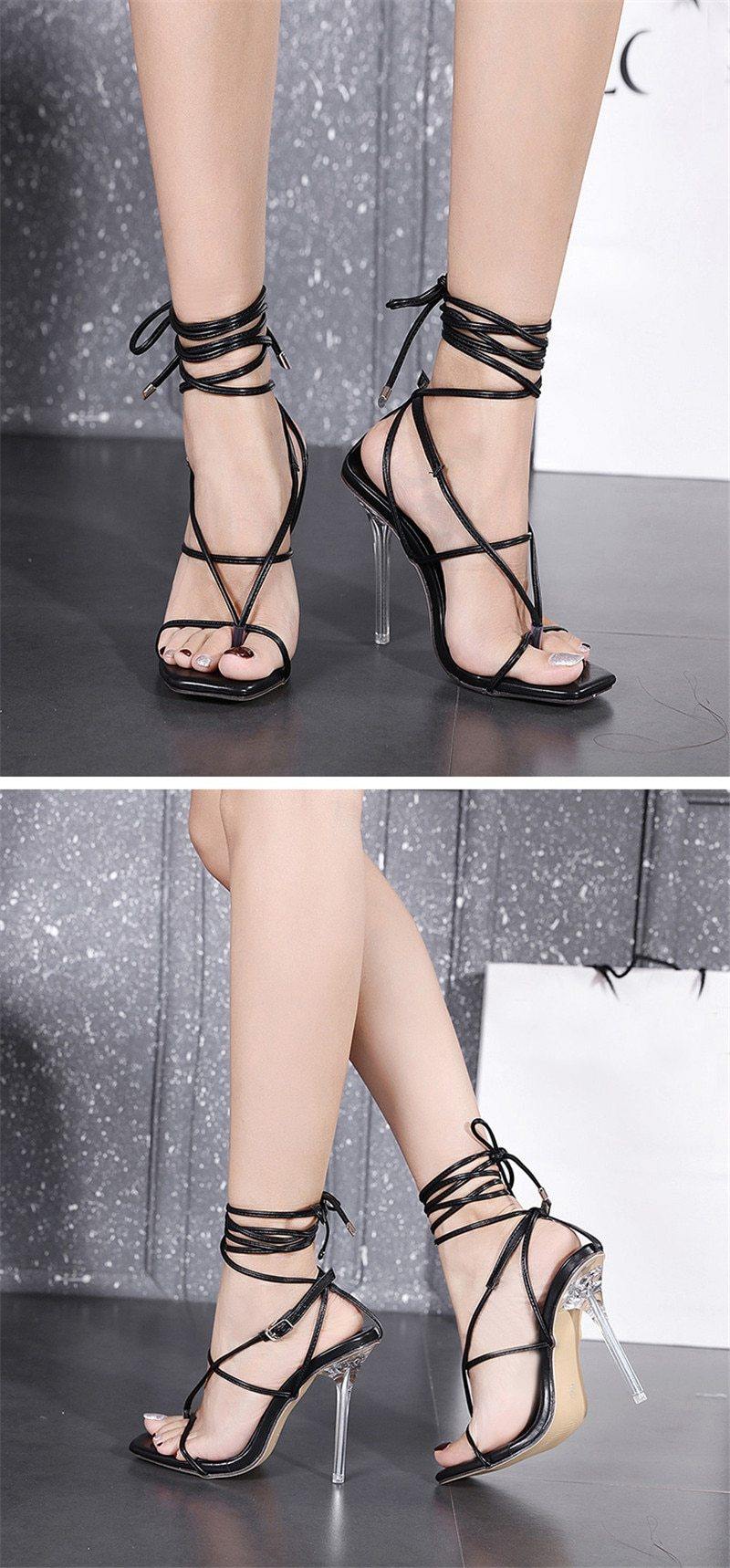 Extra Elegant Ankle Strappy Party High Heels - AM APPAREL