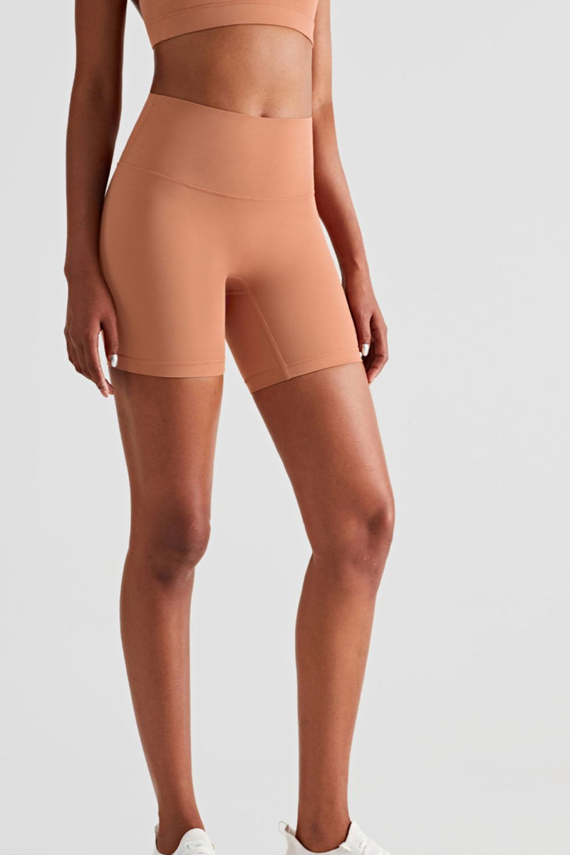 Short cycliste taille haute à taille élastique