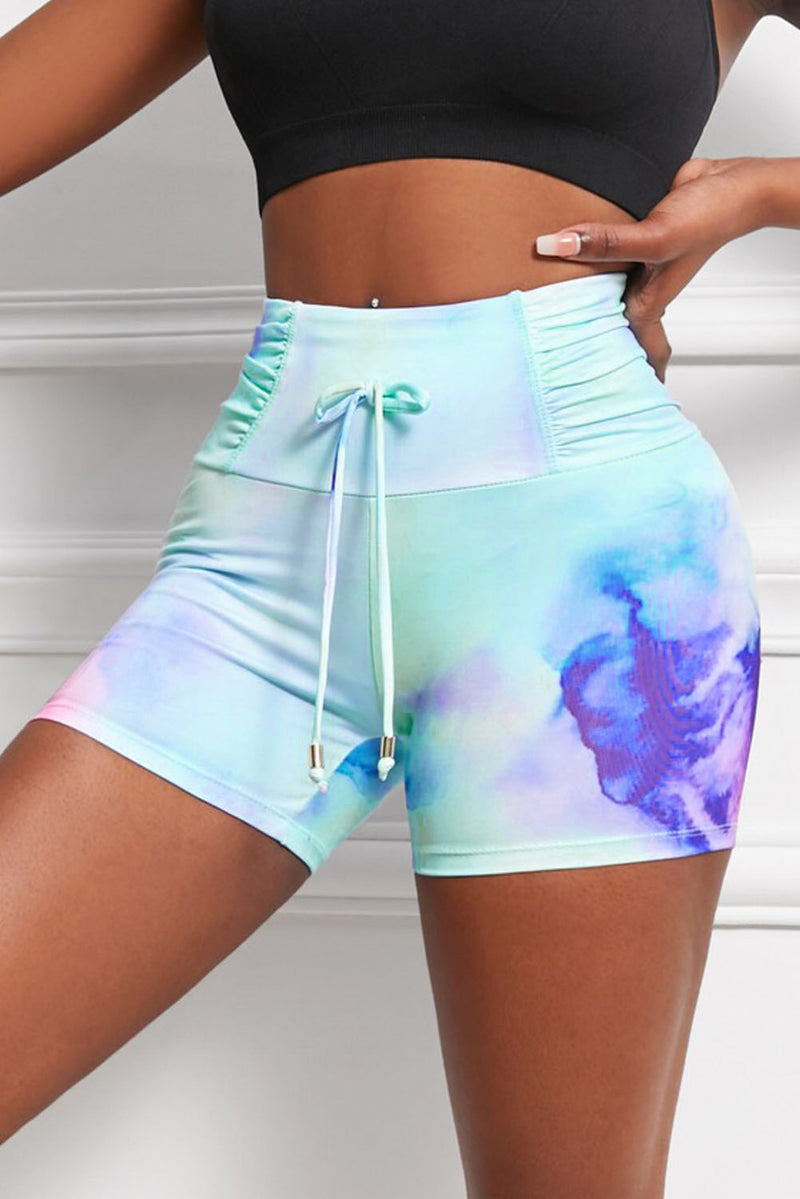 Short de sport froncé à détail tie-dye