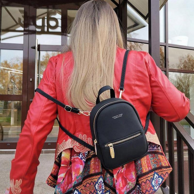 Forever Young Small Designer PU Leather Backpack - AM APPAREL