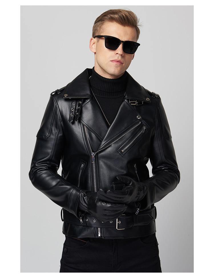 MAUROC Men's Leather Biker Jacket - AM APPAREL