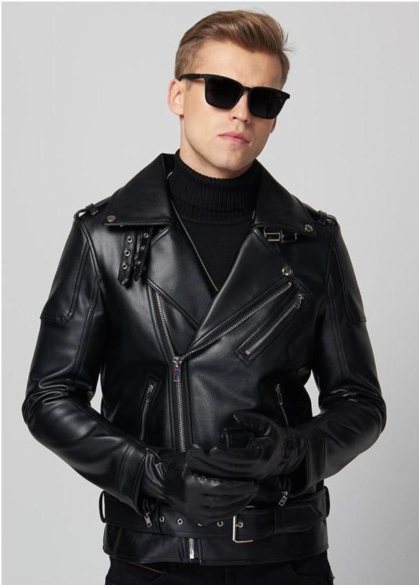 MAUROC Men's Leather Biker Jacket - AM APPAREL