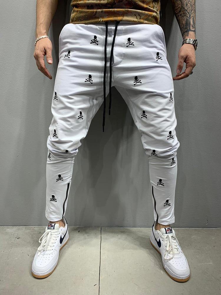 Men's 3D Print Casual Slim Fit Zipper Pants - AM APPAREL