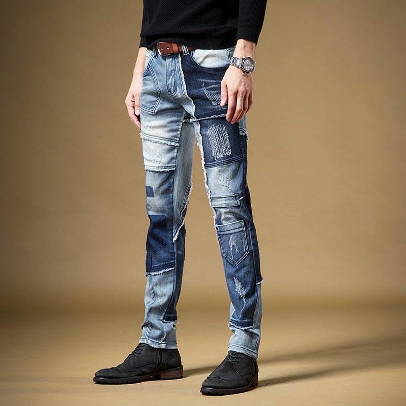 Men's American Street Style Patchwork Jeans - AM APPAREL