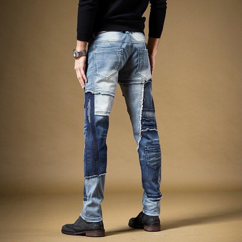 Men's American Street Style Patchwork Jeans - AM APPAREL