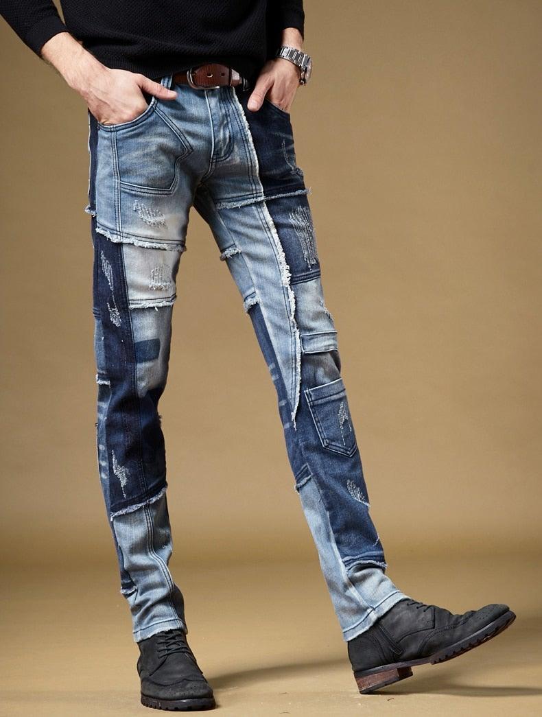 Men's American Street Style Patchwork Jeans - AM APPAREL