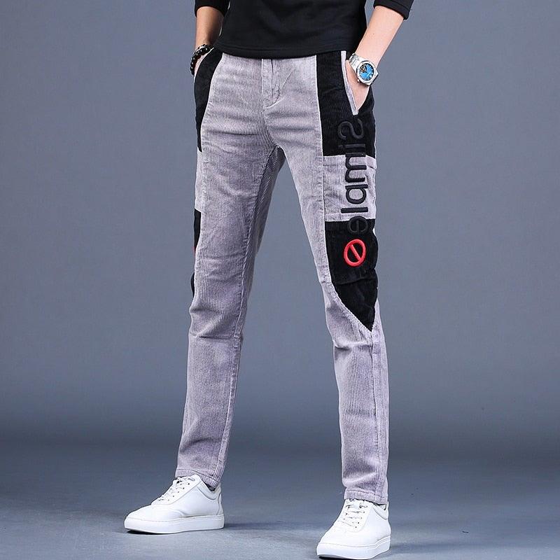 Men's Autumn Embroidery Designer Casual Pants - AM APPAREL