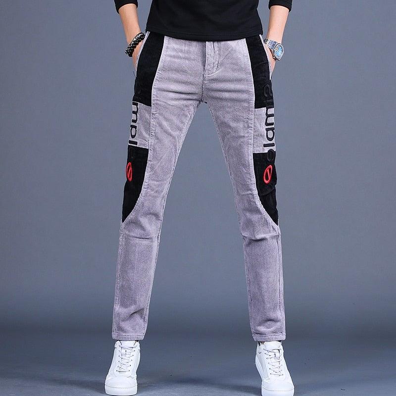 Men's Autumn Embroidery Designer Casual Pants - AM APPAREL