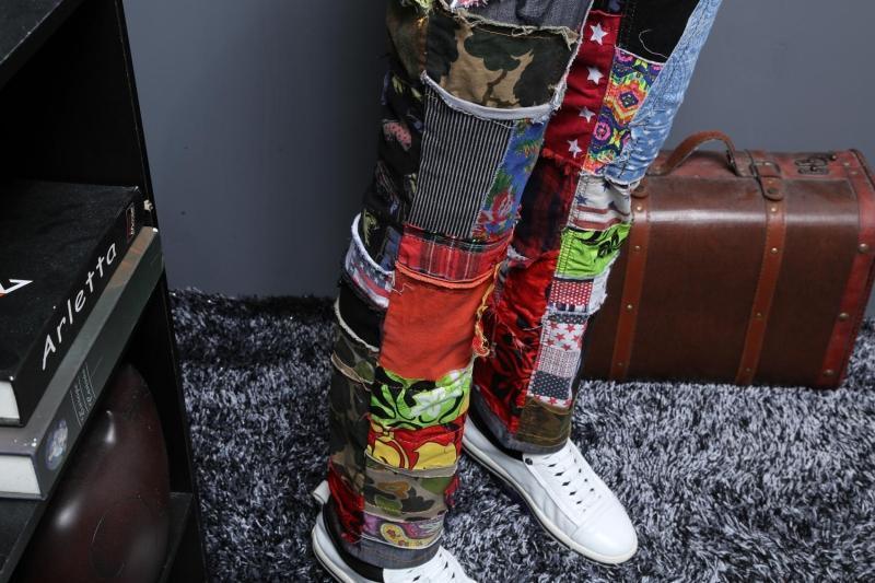 Men's Autumn Patchwork Streetwear Jeans - AM APPAREL