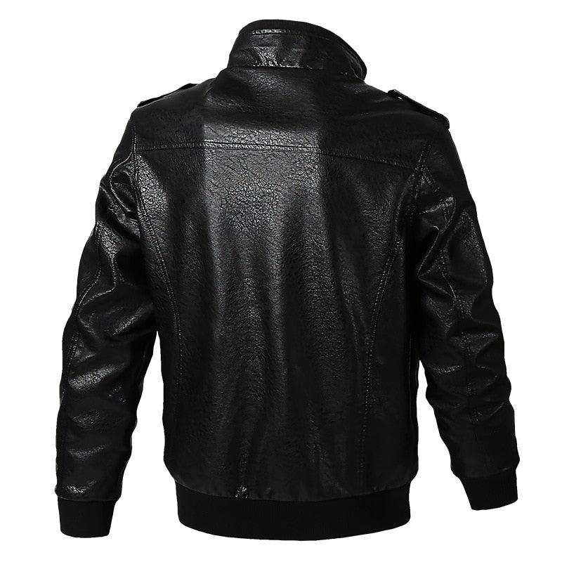 Men's Autumn/Winter Faux Leather Baseball Jacket - AM APPAREL