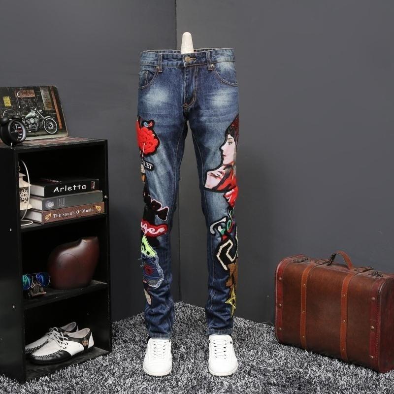 Men's Beauty Embroidered Jeans - AM APPAREL