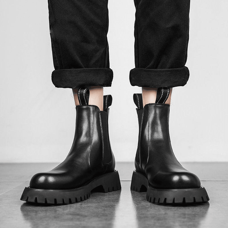 Men's British Designer PU Leather Chelsea Boots - AM APPAREL