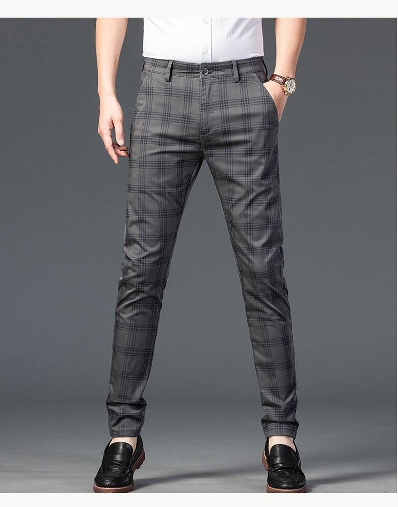 Men's Business Plaid Regular Fit Pants - AM APPAREL