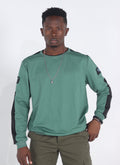 Men's Casual O-Neck Loose Patchwork Sweatshirt - AM APPAREL