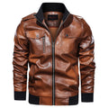 Men's Classical Motorcycle Fleece Faux Leather Jacket - AM APPAREL