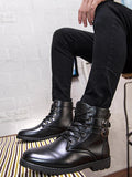 Men's Combat Boots PU Leather Casual Boots - AM APPAREL